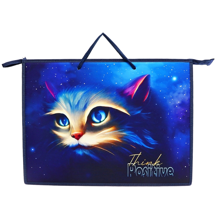 Папка для чертежей и рисунков А3 470x345x50 мм, с ручками, пластик/текстиль, молния сверху, ПР 3 -20, Папка для чертежей и рисунков А3 470x345x50 мм, с ручками, пластик/текстиль, молния сверху, ПР 3 -20, "Магия кота"