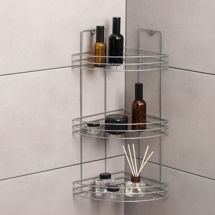 Полка угловая 3-х ярусная, 20×20×49 см, цвет хром Полка угловая 3-х ярусная, 20×20×49 см, цвет хром