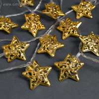 Гирлянда &laquo;Нить&raquo; 4 м с насадками &laquo;Звезда&raquo;, IP20, прозрачная нить, 20 LED, свечение тёплое белое, 8 режимов, 220 В