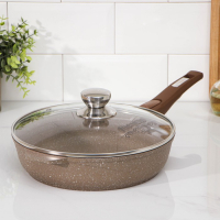 Сковорода &laquo;Гранит&raquo;, d=26 см, съёмная ручка, стеклянная крышка, антипригарное покрытие, цвет коричневый