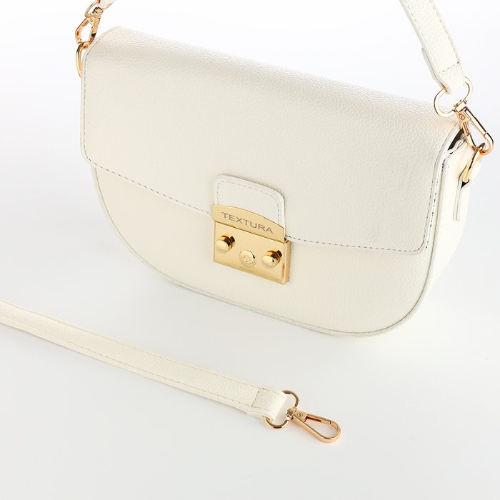 Сумка женская на клапане, TEXTURA, маленький размер, цвет белый Сумка женская на клапане, TEXTURA, маленький размер, цвет белый