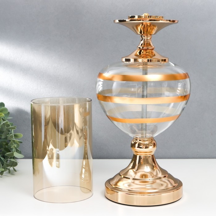 Подсвечник металл, стекло на 1 свечу Подсвечник металл, стекло на 1 свечу "Изящный кубок" золото 42х17х17 см