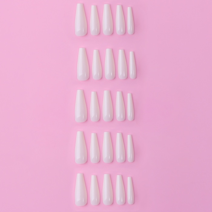 Накладные ногти, 100 шт, форма балерина, в контейнере, цвет молочный