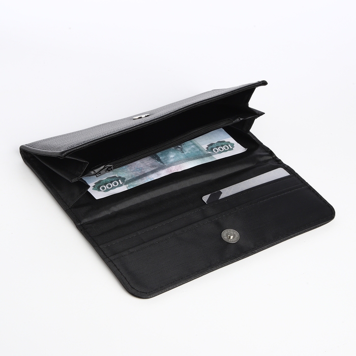 Кошелёк женский на магните, цвет чёрный Кошелёк женский на магните, цвет чёрный