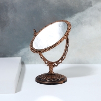 Зеркало настольное, двустороннее, с увеличением, зеркальная поверхность 8,5 × 12,1 см, цвет бронзовый Зеркало настольное, двустороннее, с увеличением, зеркальная поверхность 8,5 × 12,1 см, цвет бронзовый