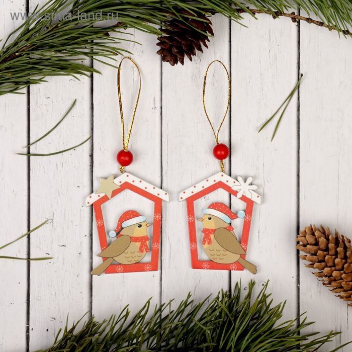 Подвеска новогодняя &laquo;Птичка у кормушки&raquo;, МИКС