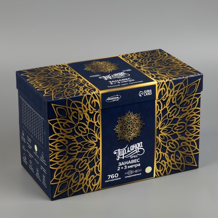 Гирлянда «Занавес» 2 × 3 м, IP44, УМС, тёмная нить, 760 SMD-LED, свечение тёплое белое, 220 В Гирлянда «Занавес» 2 × 3 м, IP44, УМС, тёмная нить, 760 SMD-LED, свечение тёплое белое, 220 В