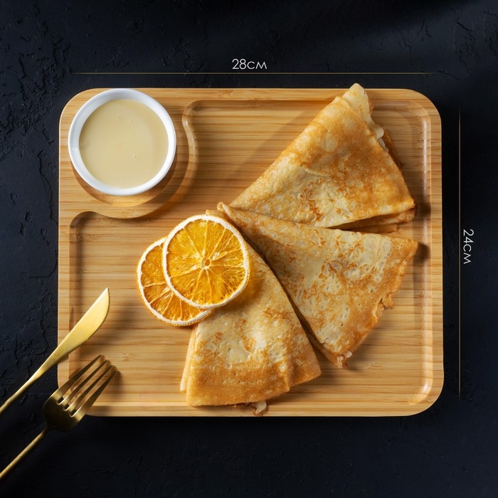 Блюдо для подачи Доляна Striata, 28&times;24 см, цвет бежевый, бамбук