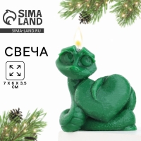 Новогодняя свеча интерьерная &laquo;Новый год: Змейка милашка&raquo;, зелёная, 69 х 61 х 36