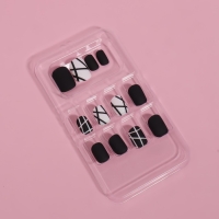 Накладные ногти «Black», 12 шт, с клеевыми пластинами, форма мягкий квадрат, цвет чёрный/белый Накладные ногти «Black», 12 шт, с клеевыми пластинами, форма мягкий квадрат, цвет чёрный/белый