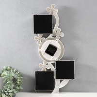 Мультирамка с часами "Цветок" пластик, 3 фото, 10х10/3 шт, цв. белый Мультирамка с часами "Цветок" пластик, 3 фото, 10х10/3 шт, цв. белый