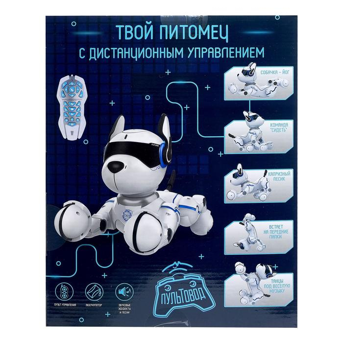 Робот собака «Фьючер» ZHORYA, на пульте управления, интерактивный: звук, свет, танцующий, музыкальный, на аккумуляторе Робот собака «Фьючер» ZHORYA, на пульте управления, интерактивный: звук, свет, танцующий, музыкальный, на аккумуляторе