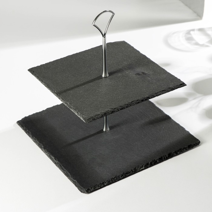 Блюдо из сланца Magistro Valley, 2-ярусное, 25/20×28 см Блюдо из сланца Magistro Valley, 2-ярусное, 25/20×28 см