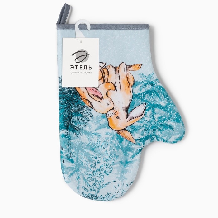 Новый год.Варежка-прихватка "Let it snow" 20х28 см, саржа, 100% х/л, ватин 250 г/м2