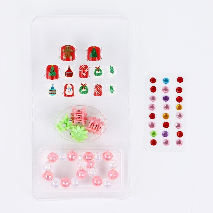 Детские накладные ногти &laquo;Ты чудесна&raquo;, 12 шт, набор с браслетом и заколками