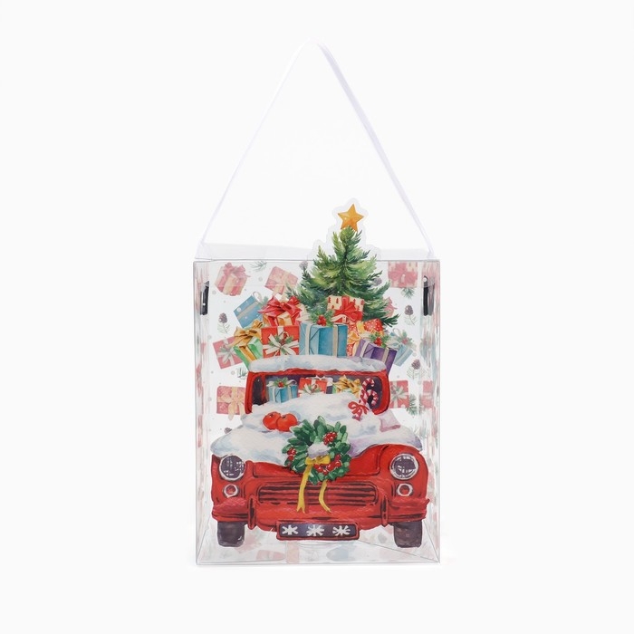 Коробка подарочная новогодняя складная ПВХ, &laquo;Счастья в Новом году&raquo;, 12 х 15 х 12 см, Новый год