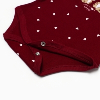 Боди детское с длинным рукавом "Мишка", цвет бордовый, рост 68