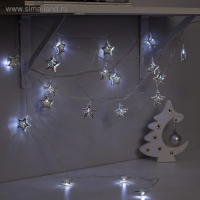 Гирлянда &laquo;Нить&raquo; 4 м с насадками &laquo;Звёздочка&raquo;, IP20, прозрачная нить, 20 LED, свечение белое, 8 режимов, 220 В