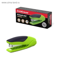Степлер ErichKrause ErgoLine № 10, до 15 листов, встроенный антистеплер, резиновая противоскользящая вставка, ярко-салатовый