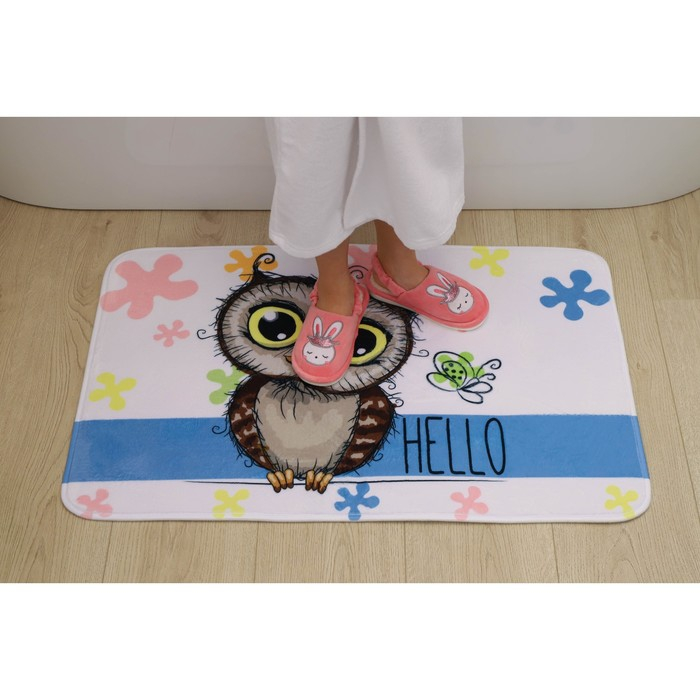 Коврики для ванной и туалета Доляна &laquo;Совушки парочка&raquo;, 2 шт: 40&times;50 см, 50&times;80 см