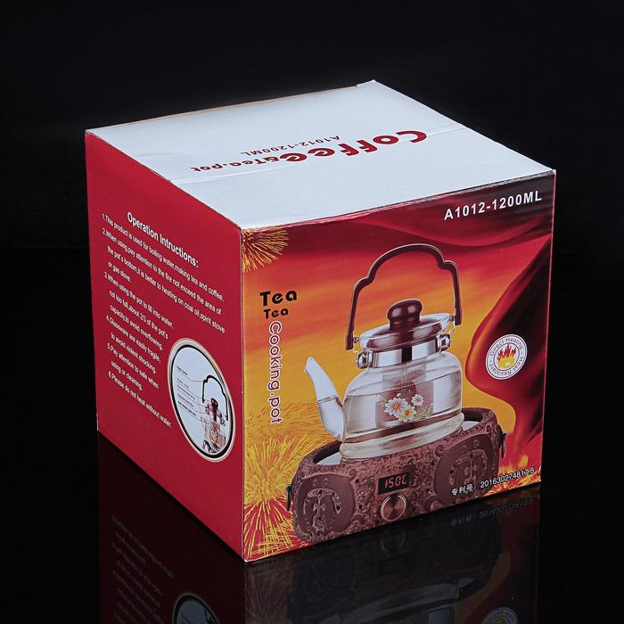 Чайник стеклянный заварочный с металлическим ситом &laquo;Цветочная фантазия&raquo;, 1 л