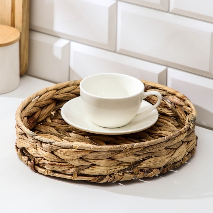 Корзинка для подачи Доляна &laquo;Камыш&raquo;, d=24 см, из соломы