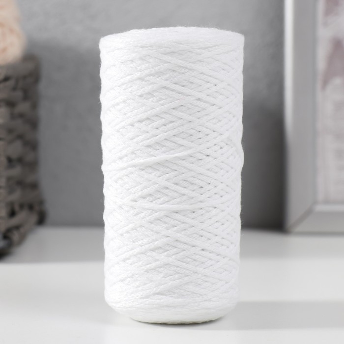 Шнур для вязания без сердечника 70% хлопок, 30% полиэстер 1мм 200м/60&plusmn;10гр (01-белый)