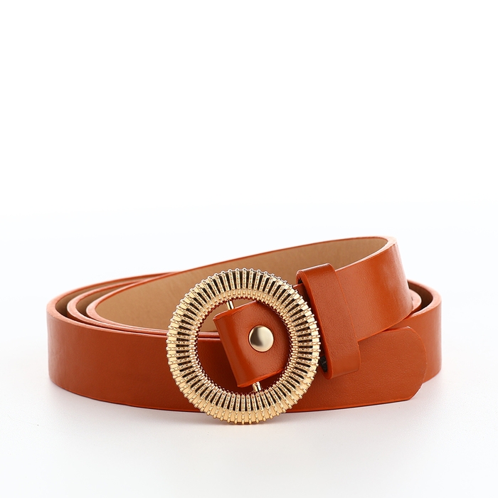 Ремень женский, ширина 1,9 см, пряжка металл, цвет рыжий