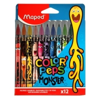 Фломастеры 12 цветов Maped COLOR'PEPS MONSTER, смываемые, с заблокированным пишущим узлом, в картонном футляре Фломастеры 12 цветов Maped COLOR'PEPS MONSTER, смываемые, с заблокированным пишущим узлом, в картонном футляре