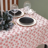 Скатерть Этель Снежинки 140*220 &plusmn;5 см, 80% п/э 20% лен, 120гр/м2