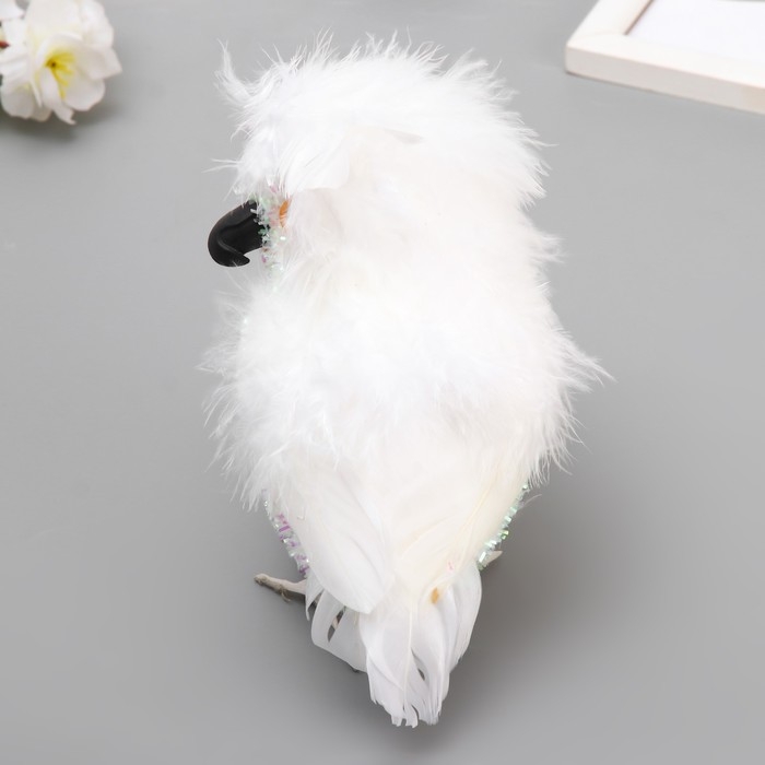 Пушистик "Совенок в блестках" белый 9х11х16 см