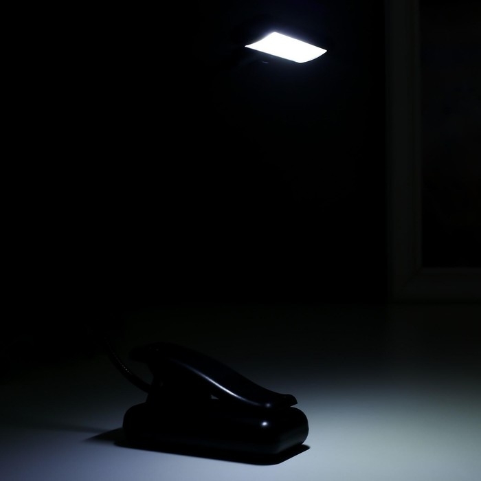 Лампа для чтения на прищепке 16430/1 LED от батареек 3ААА черный 7х4,5х31 см RISALUX