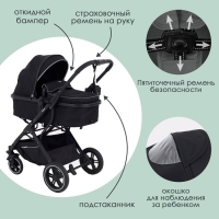 Коляска детская трансформер 2 в 1 RANT basic «PULSAR» RA160, цвет черный Коляска детская трансформер 2 в 1 RANT basic «PULSAR» RA160, цвет черный