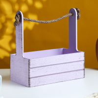 Кашпо деревянное 25.5×15×30 см "Прованс", ручка канат, сиреневый Кашпо деревянное 25.5×15×30 см "Прованс", ручка канат, сиреневый