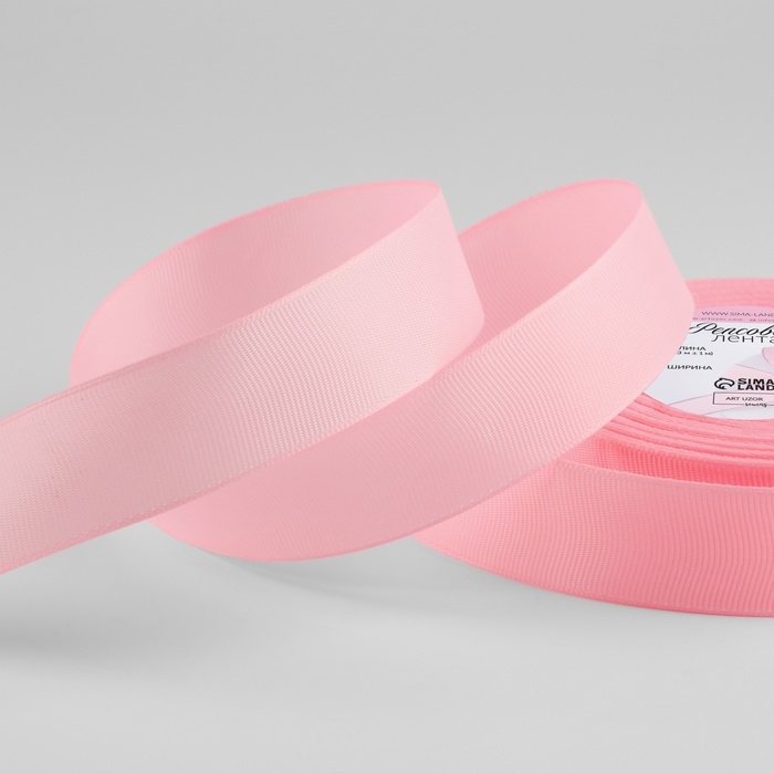 Лента репсовая, 25 мм, 23 &plusmn; 1 м, цвет светло-розовый №04