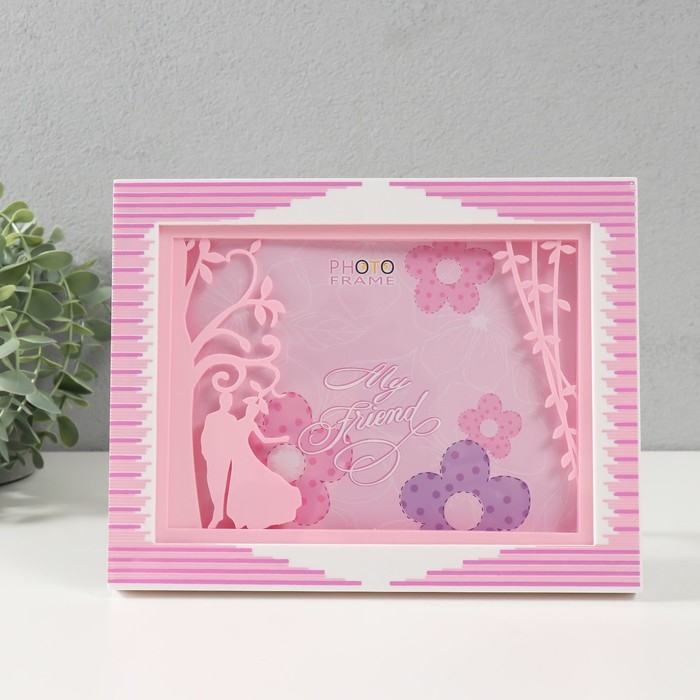 Фоторамка пластик 13х18 см Фоторамка пластик 13х18 см "Прогулка по парку" розовая 23х2х18 см