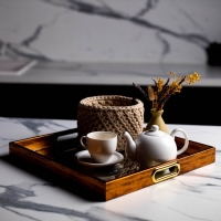 Поднос пластиковый прямоугольный с зеркалом &laquo;Штрихи&raquo;, 37 х 37 х 4,5 см сервировочный