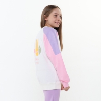 Свитшот для девочки, цвет сиренево-розовый, рост 122-128 см