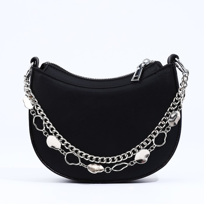 Сумка-багет на молнии, цвет чёрный