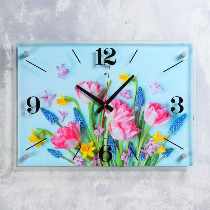 Часы-картина настенные Часы-картина настенные "Букет" 40х56 см, плавный ход