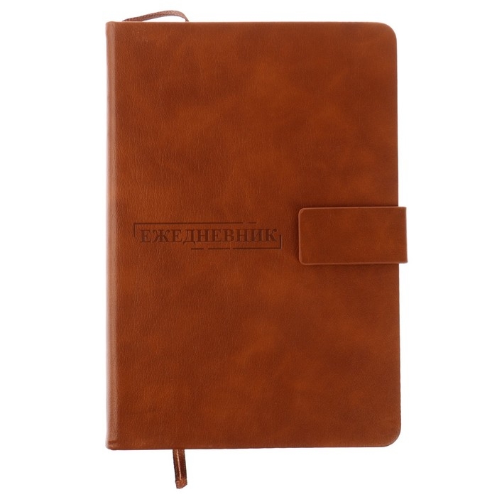 Ежедневник недатированный А5, 116 листов в клетку, с хлястиком, обложка кожзам, МИКС