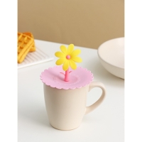 Крышка - непроливайка силиконовая Доляна &laquo;Цветочек&raquo;, d=10,5 см, цвет розовый