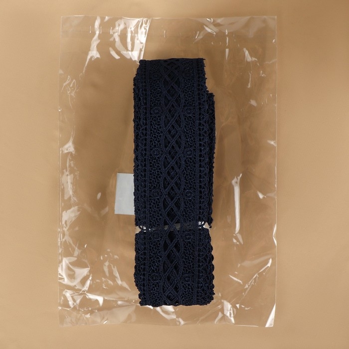 Кружево гипюровое, 40 мм &times; 11 &plusmn; 1 м, цвет тёмно-синий