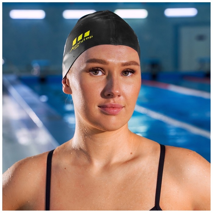 Шапочка для плавания взрослая ONLYTOP, силиконовая, обхват 54-60 см, цвет чёрный