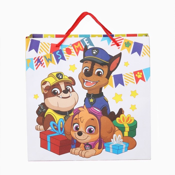Пакет подарочный крафт Пакет подарочный крафт "С Днем Рождения" 22х22х11 см, Щенячий патруль