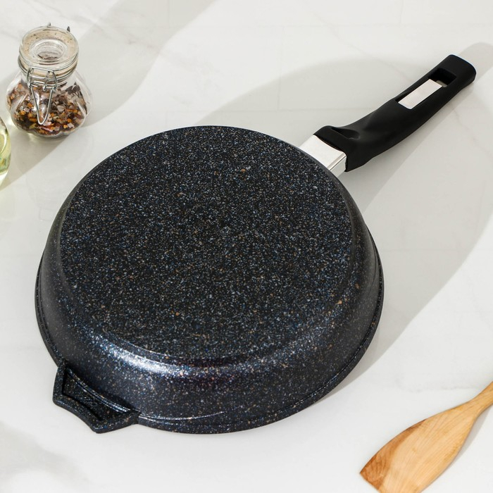 Сковорода &laquo;Гранит Star&raquo;, d=24 см, стеклянная крышка, антипригарное покрытие, тёмно-синий