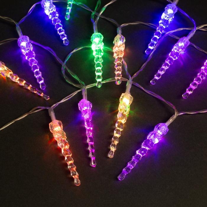 Гирлянда «Нить» 3 м с насадками «Сосульки 7,5 см», IP20, прозрачная нить, 20 LED, свечение мульти (RG/RB), мигание, USB Гирлянда «Нить» 3 м с насадками «Сосульки 7,5 см», IP20, прозрачная нить, 20 LED, свечение мульти (RG/RB), мигание, USB