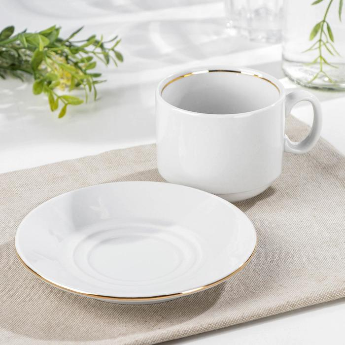 Чайная пара фарфоровая &laquo;Мокко&raquo;, 220 мл, блюдце d=14 см