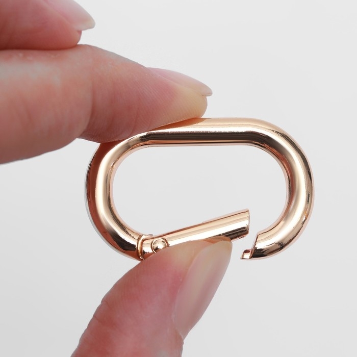 Овал-карабин, 38 &times; 24 мм / 29 &times; 15 мм, толщина - 4,5 мм, 5 шт, цвет золотой