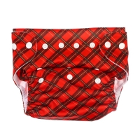 Многоразовый подгузник &laquo;Новогодняя клетка&raquo;, 0-36 мес., цвет красный, подарочная упаковка, Крошка Я